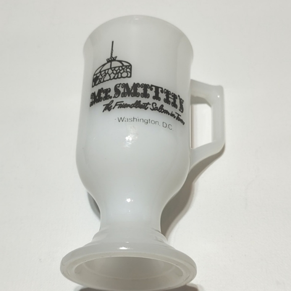 Mr. Smith's the friendliest saloon in town Washington DC footed milk glass mug - Picture 4 of 9